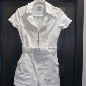 Mumu White Short Sleeve Belted Romper